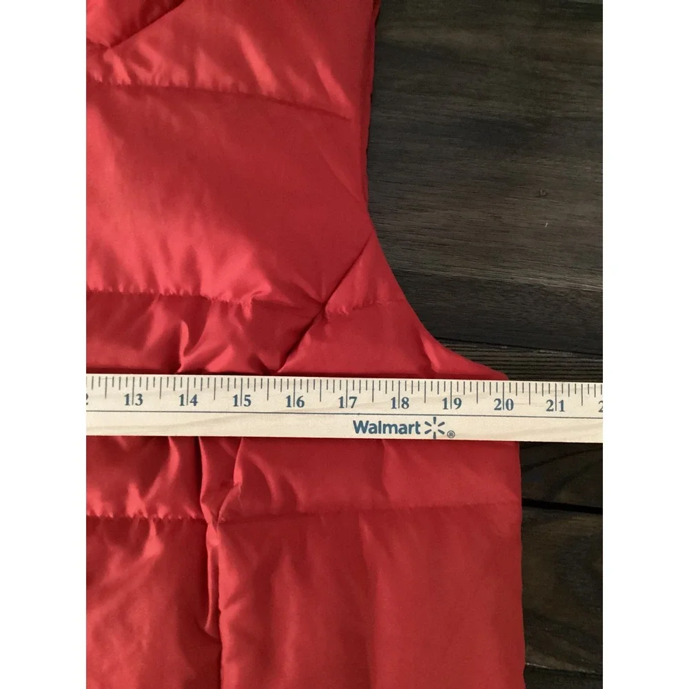 J Jill‎ Womens Red Quilted Down Puffer Vest Stand Collar Zip Front Medium